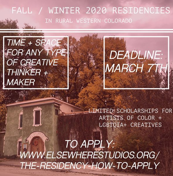 OPEN CALL &#8211; Fall and Winter 2020 residency opportunities @ Elsewhere Studios